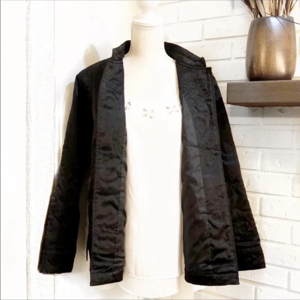 Classic Elements Black Satin Jacket, size L (Petite) - Picture 3 of 7